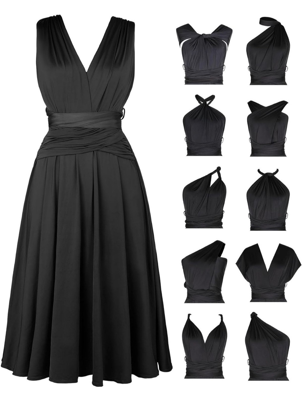 Popilush Black Infinity Midi Dress Shapewear Formal XL NWT